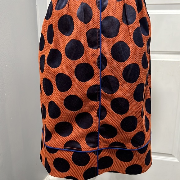 Anthropologie Maeve Rokin Dress Polka Dot Sleeveless Cross Back Blue Orange Sz 0 - Picture 8 of 11